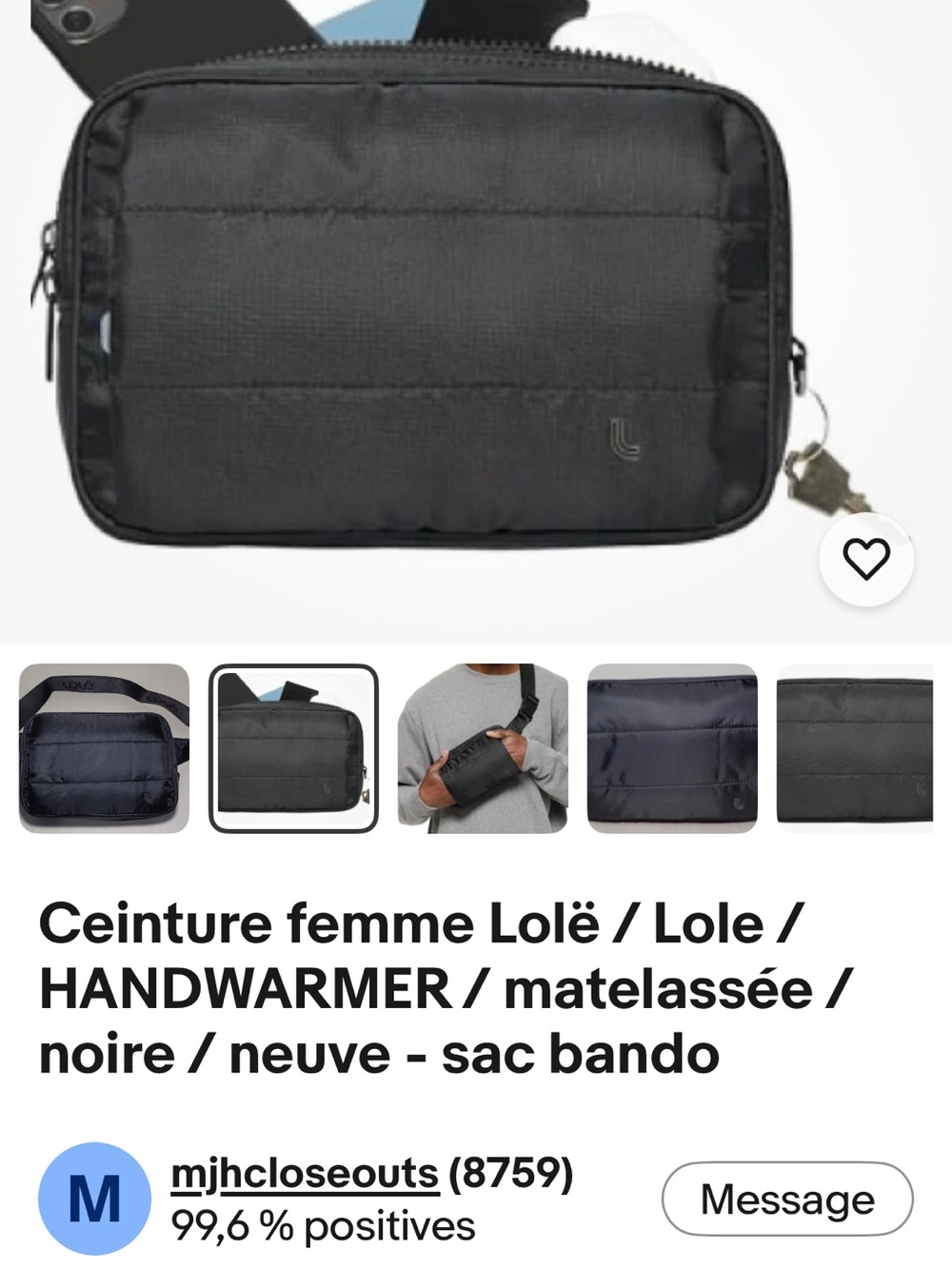 Lolë Quilted Black Belt Bag